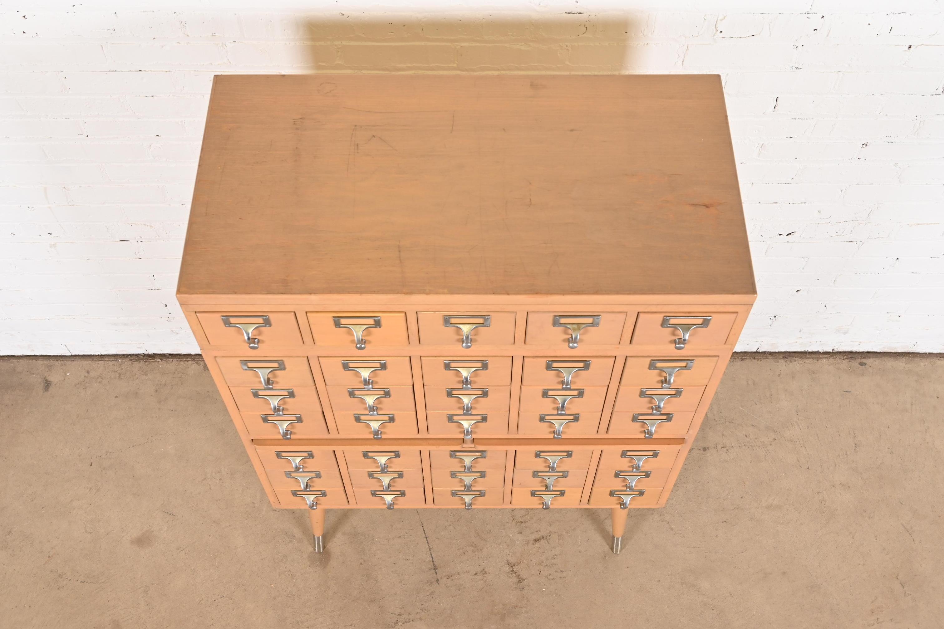 Mid-Century Modern 35-Drawer Maple Library Card Catalog by John E. Sjöström Co. 3