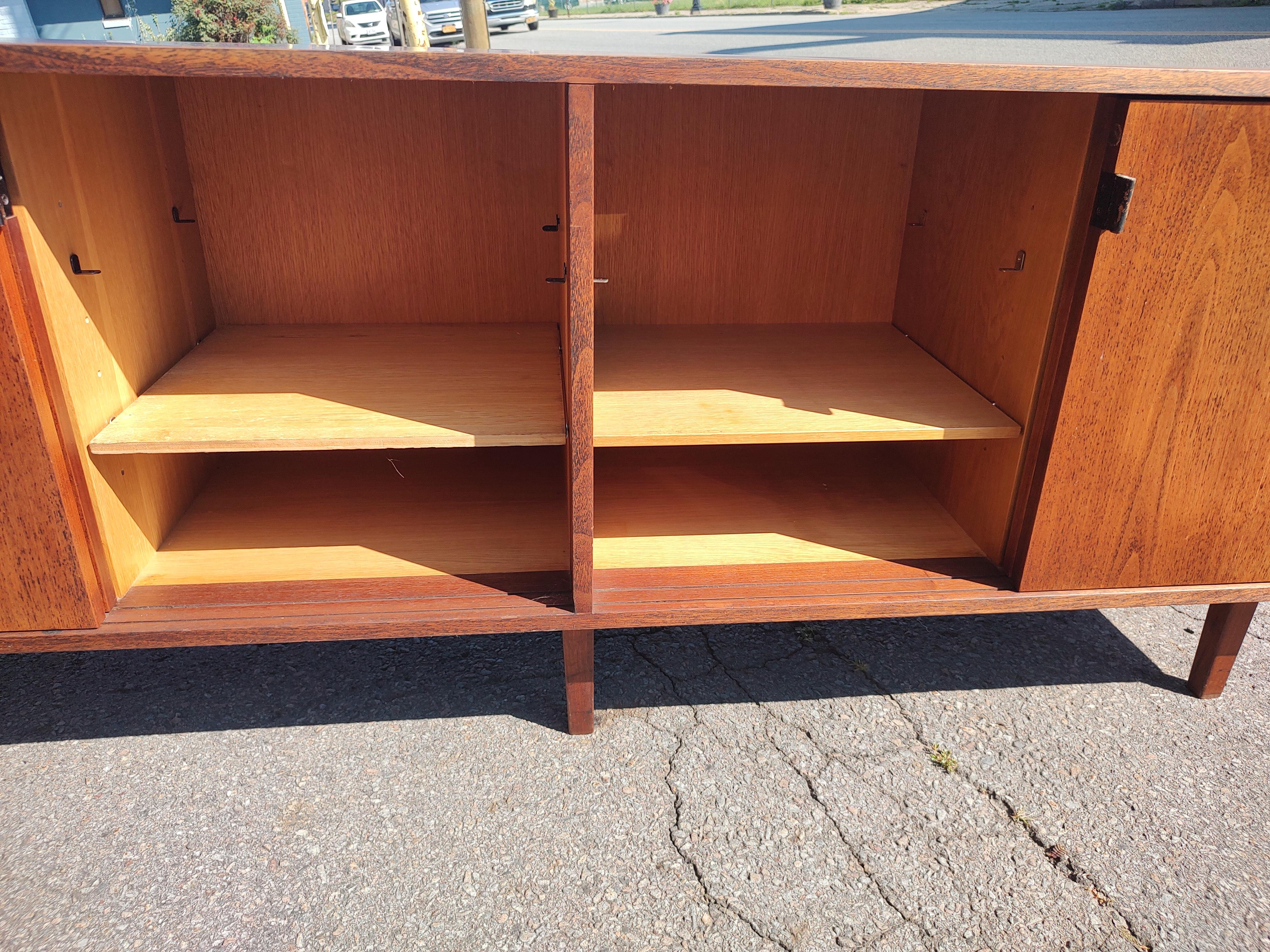 Mid Century Modern 4 Door Early Walnut Credenza by Knoll For Sale 2