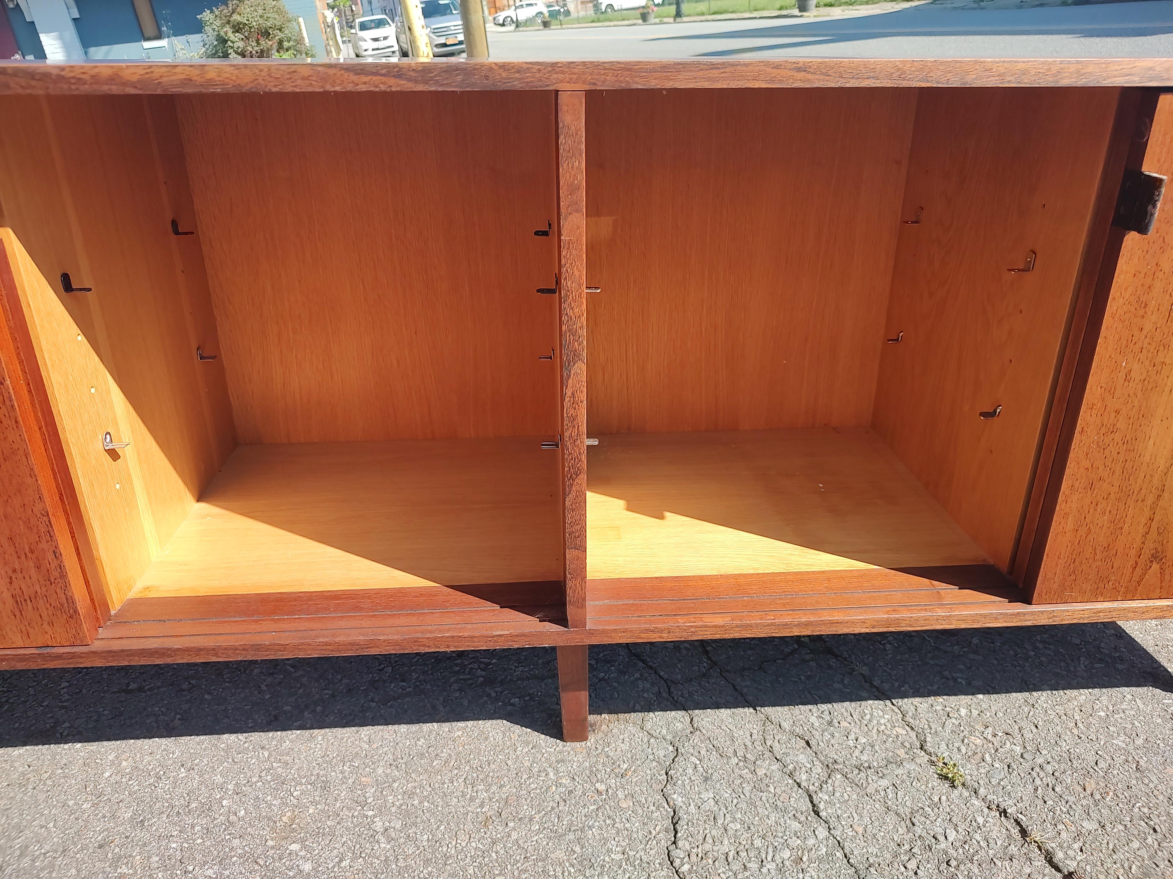 Mid Century Modern 4 Door Early Walnut Credenza by Knoll For Sale 3