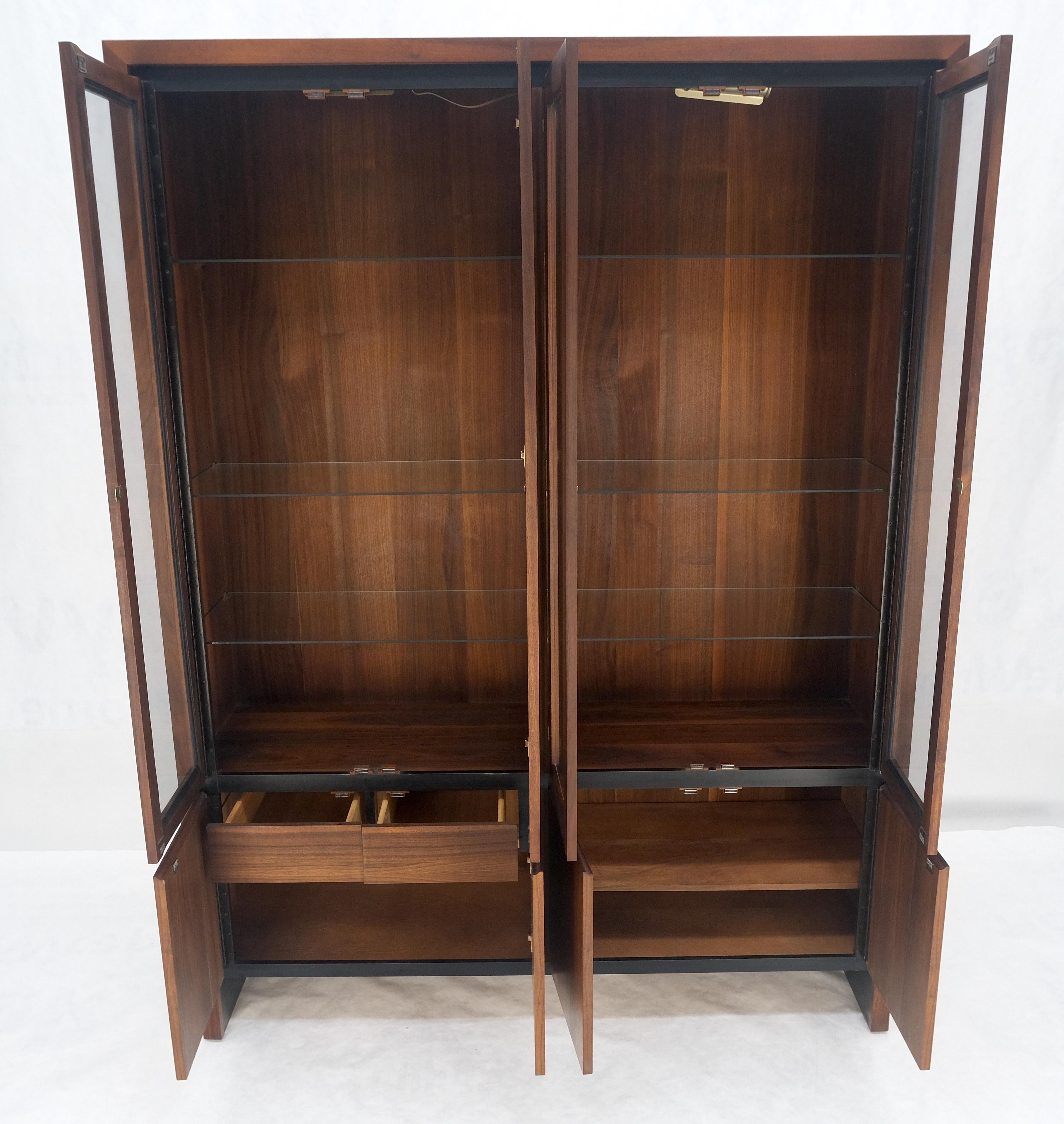 Lacquered Mid Century Modern 4 Doors Walnut Lighted Hatch Milo Baughman atr. Drawers MINT! For Sale