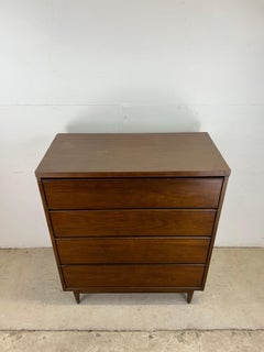 Mid Century Modern 4 Drawer Highboy Dresser with Tapered Legs
