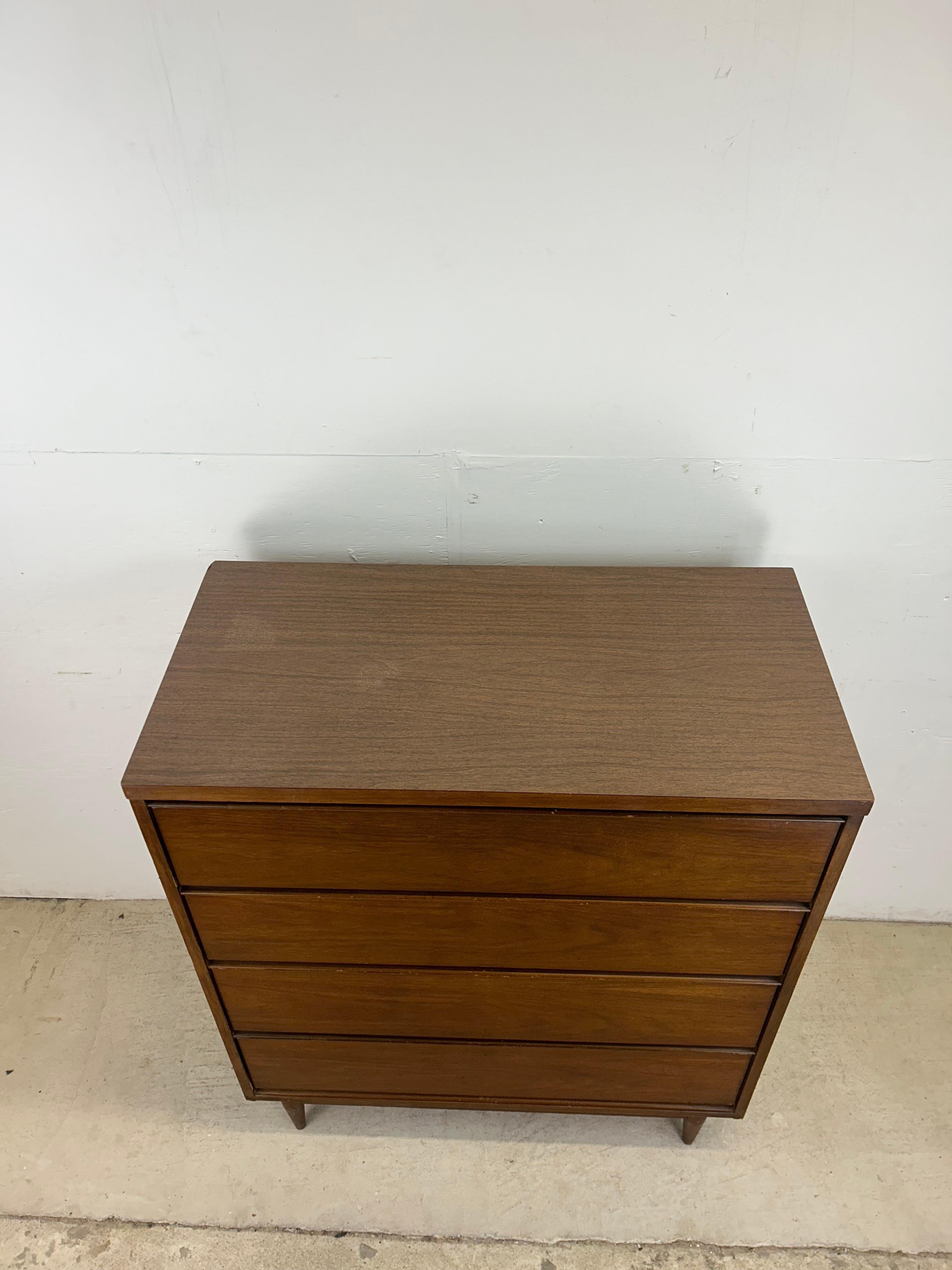 Mid-Century Modern Mid Century Modern 4 Drawer Highboy Dresser with Tapered Legs For Sale