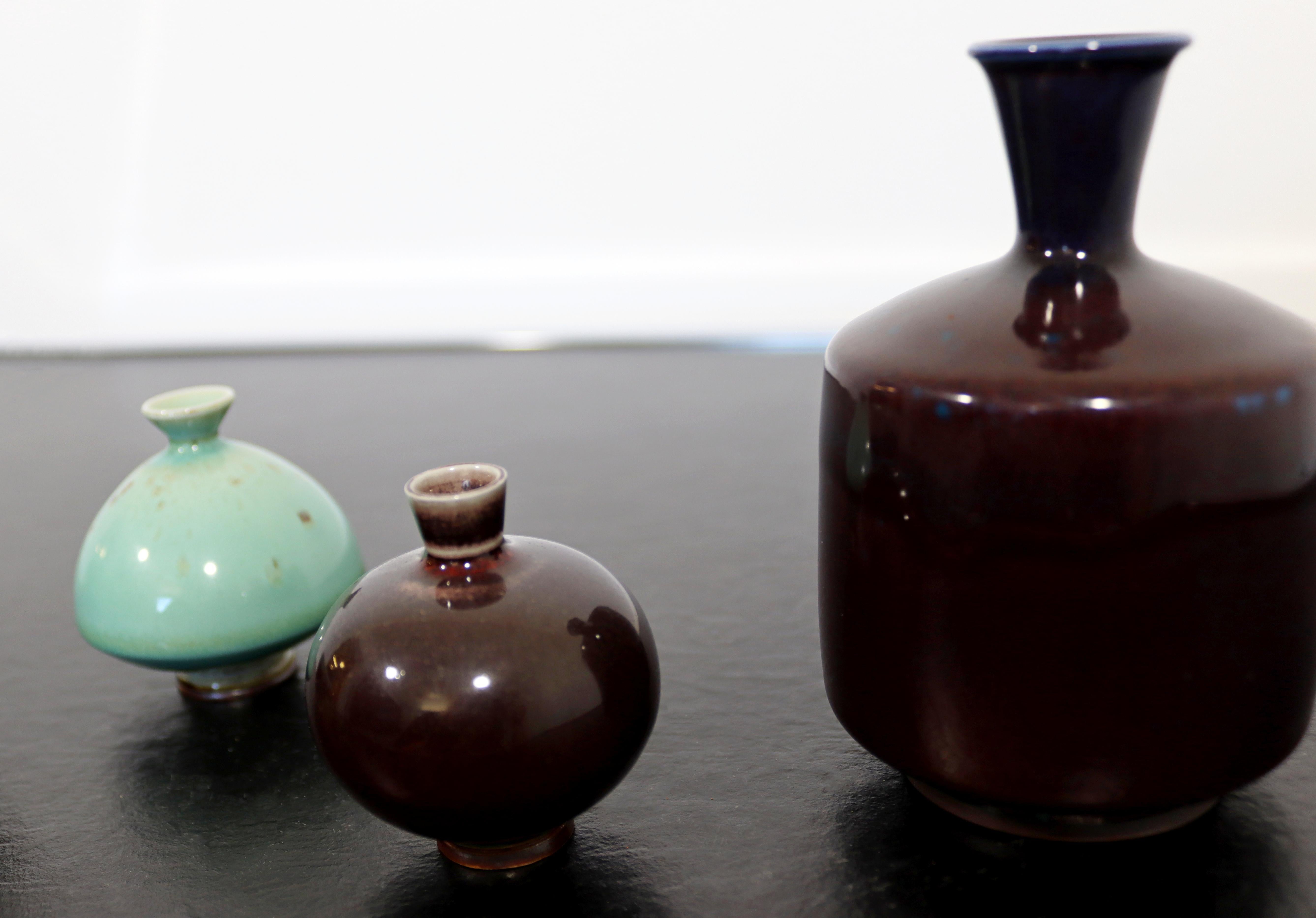 Mid-Century Modern 4 Pc Ceramic Set Signed Berndt Friberg Oxblood Glaze 1960s 1