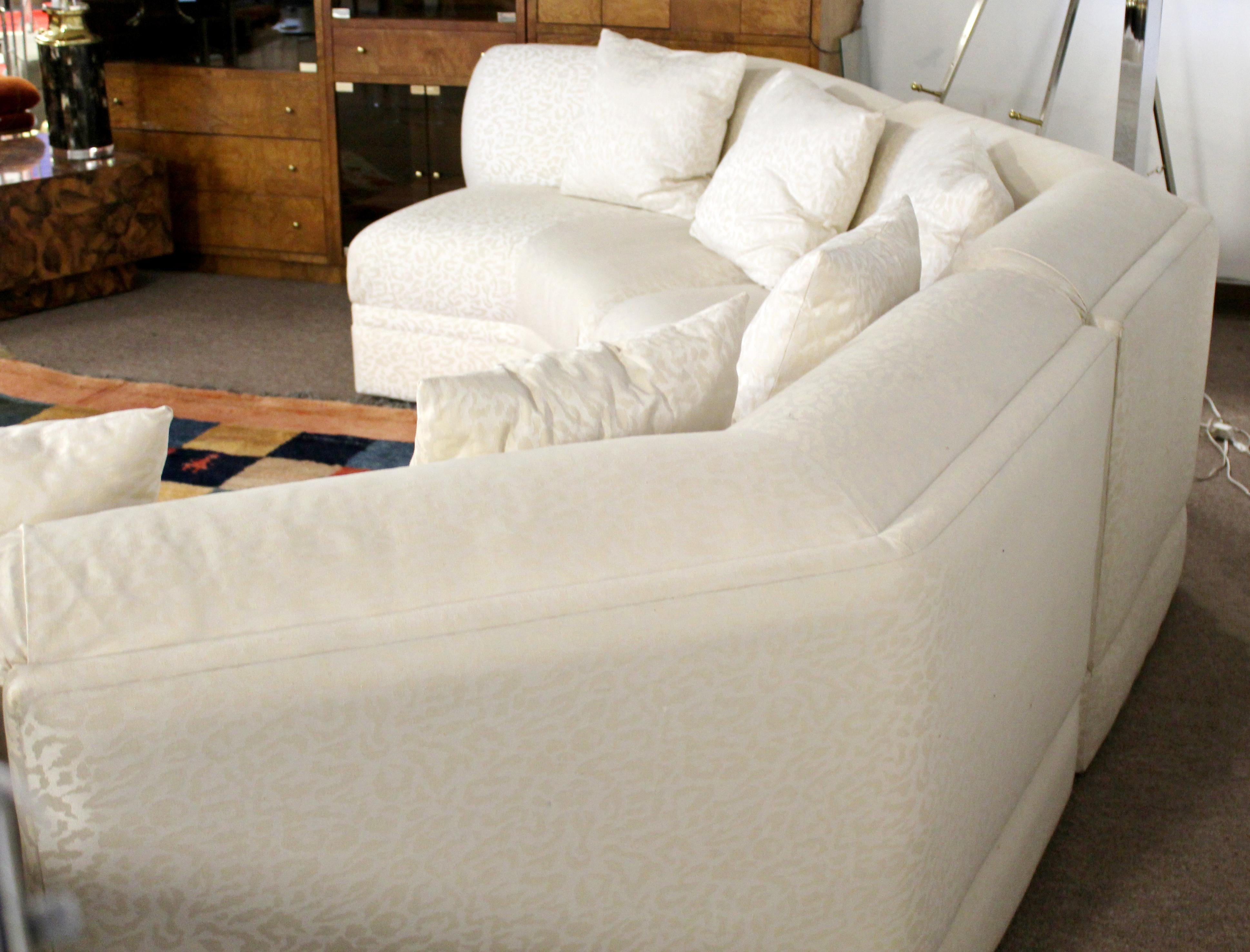 American Mid-Century Modern 4 Pc Milo Baughman Thayer Coggin White Sectional Sofa, 1980s