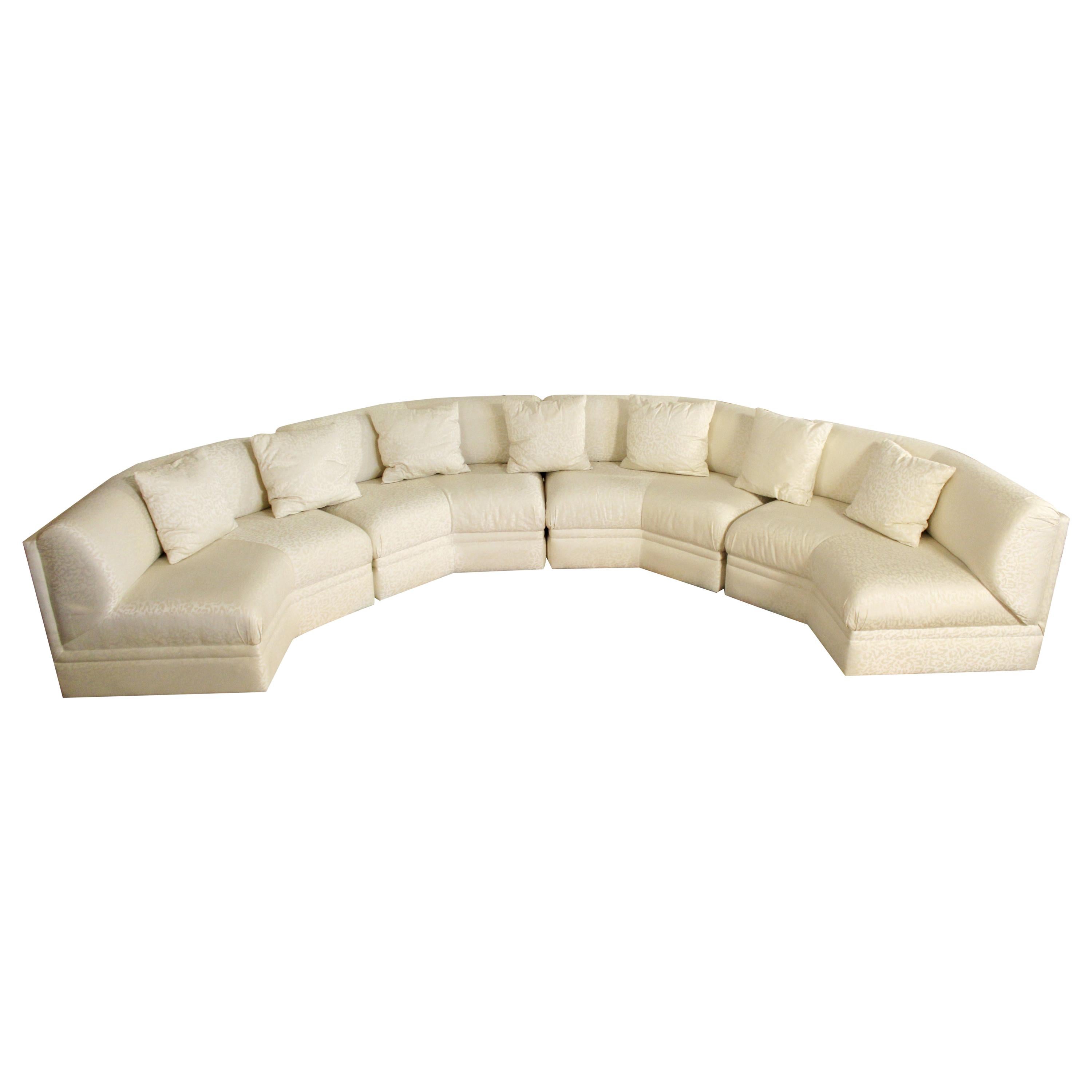 Mid-Century Modern 4 Pc Milo Baughman Thayer Coggin White Sectional Sofa, 1980s