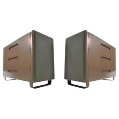 Ensemble de 4 commodes plissées modernes du milieu du siècle avec coiffeuse et banc Paul Goldman