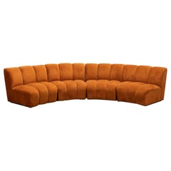 Mid-Century Modern 4 Piece Channeled Sectional Sofa