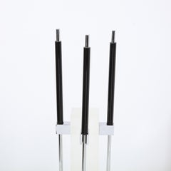 Mid-Century Modern 4 Piece Chrome & Frosted Lucite Fireplace Tool Set by Pace