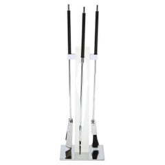 Mid-Century Modern 4 Piece Chrome & Frosted Lucite Fireplace Tool Set by Pace