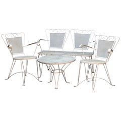 Vintage Mid-Century Modern 4-Piece Metal Mesh Garden Patio Set, 4-Piece, circa 1960