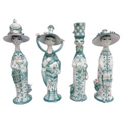Mid-Century Modern " 4 Seasons" Ceramic Sculptures by Bjørn Wiinblad, Denmark