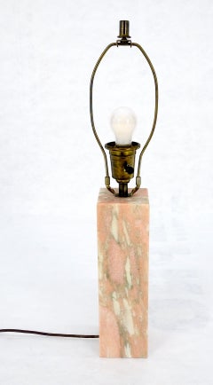 Mid Century Modern 4” Square Solid Marble Tower Shape Base Table Lamp Clean!