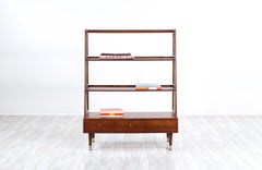 Mid-Century Modern 4-Tier Pyramid Walnut Bookshelf