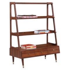 Vintage Mid-Century Modern 4-Tier Pyramid Walnut Bookshelf