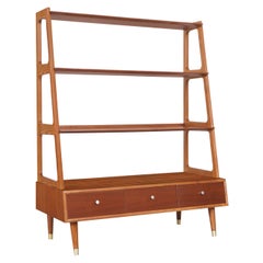 Mid-Century Modern 4-Tier Walnut Bookshelf