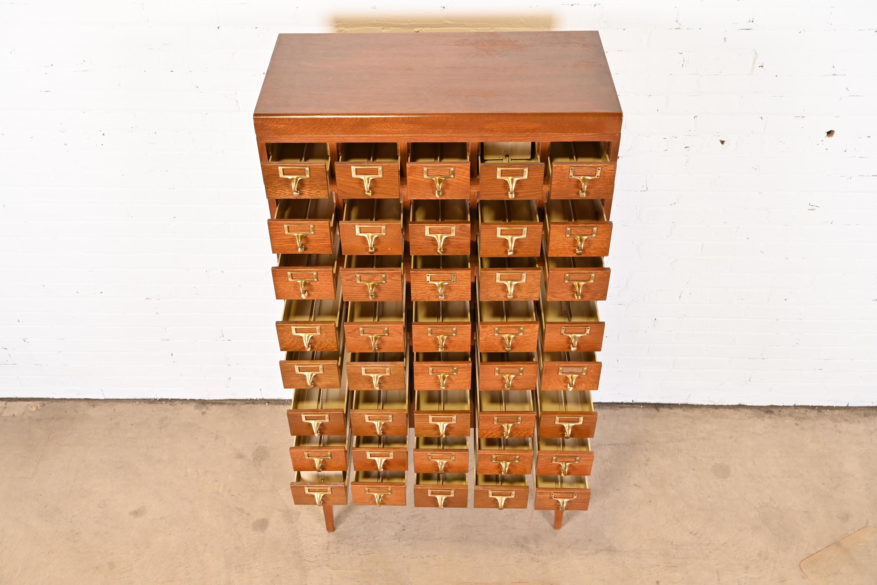 Mid-Century Modern 40-Drawer Oak Library Card Catalog by Gaylord Bros. 1