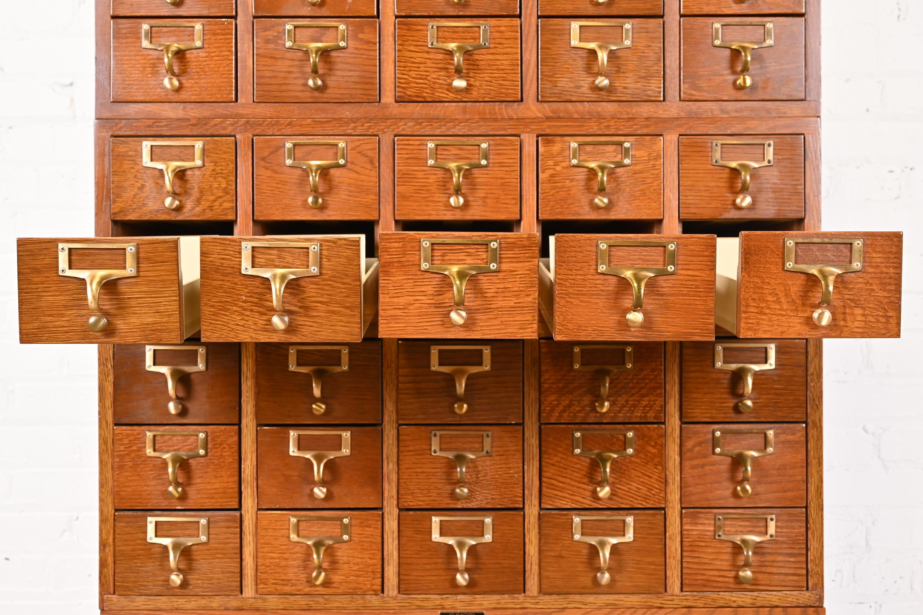 Mid-Century Modern 40-Drawer Oak Library Card Catalogs by Gaylord Bros., Pair 2