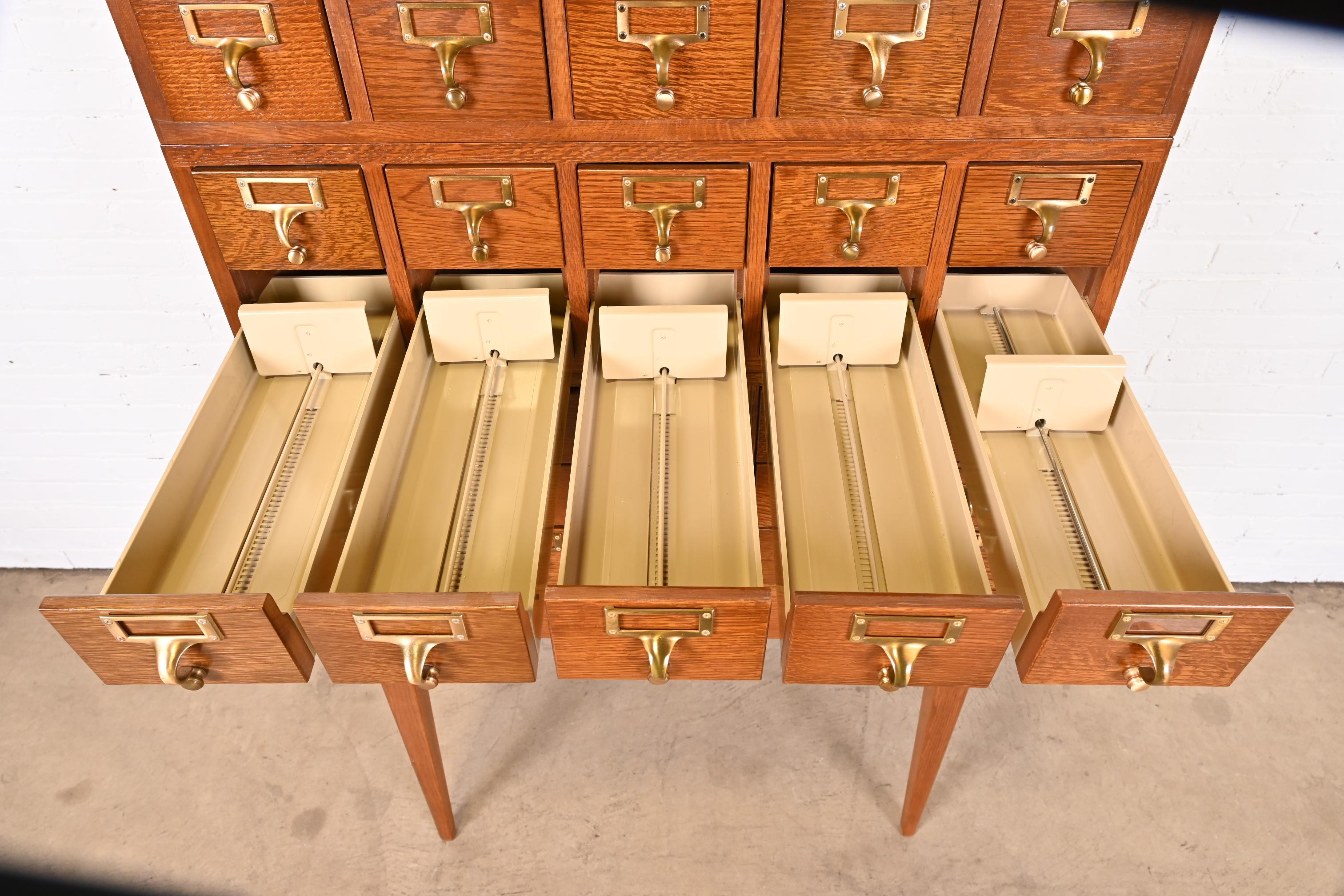 Mid-Century Modern 40-Drawer Oak Library Card Catalogs by Gaylord Bros., Pair 3