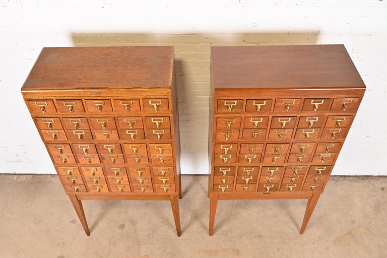 MidCentury Modern 40Drawer Oak Library Card Catalogs by Gaylord Bros