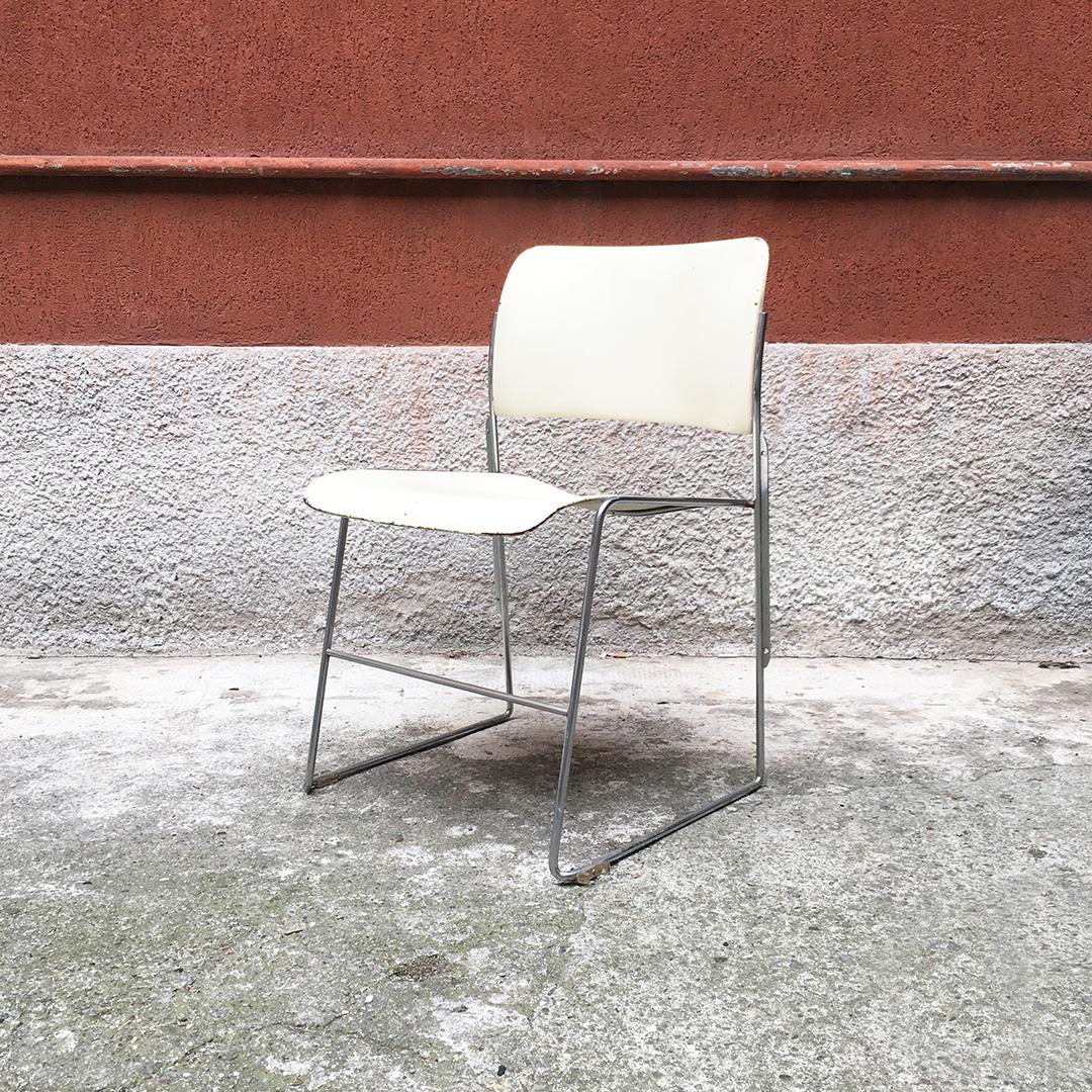 Mid-Century Modern 40\4 Weiße Stühle von David Rowland für GF Furniture, 1963 (Metall) im Angebot