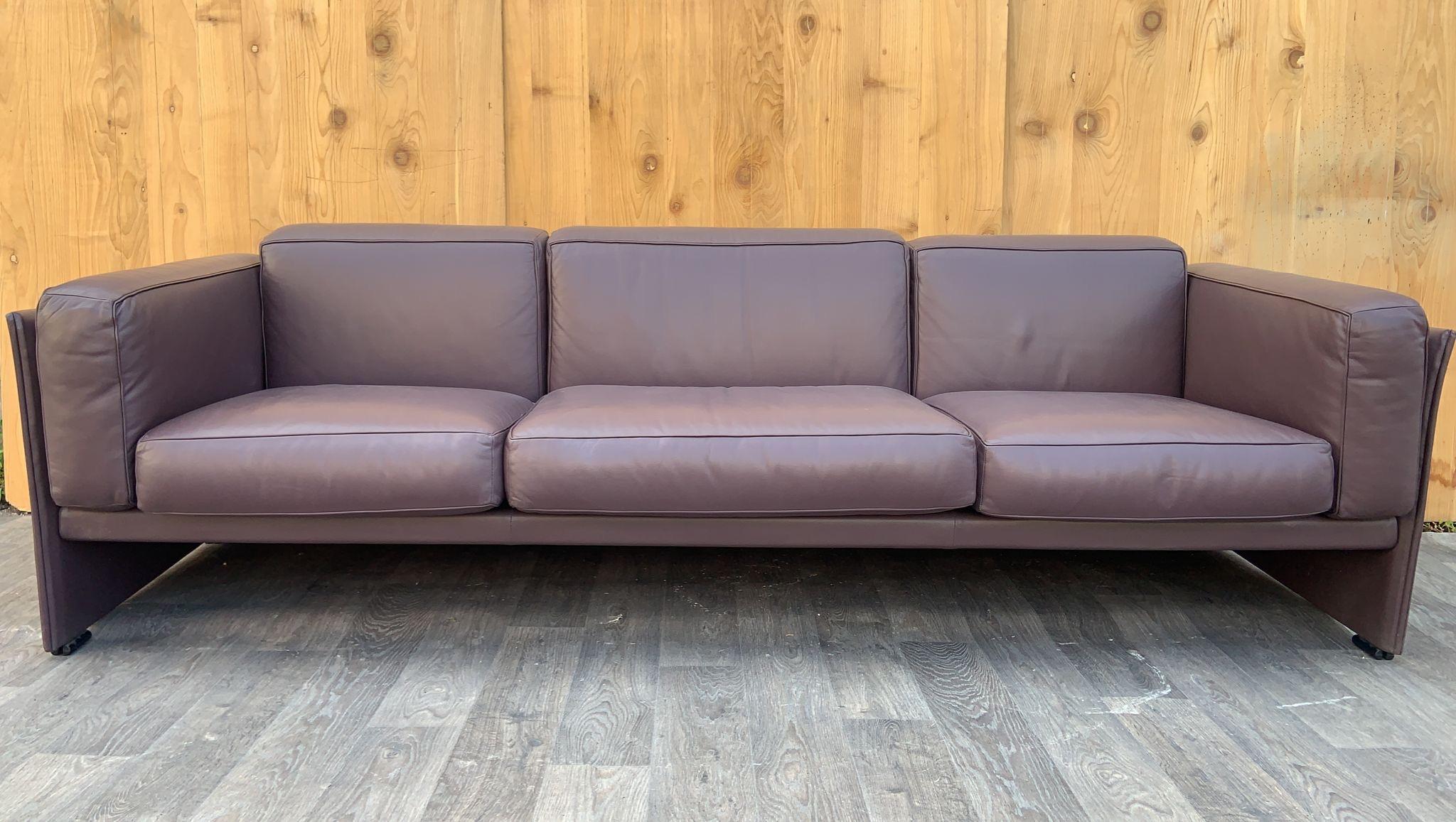 Mid Century Modern 405 Duc Sofa by Mario Bellini for Cassina in Plum Leather
