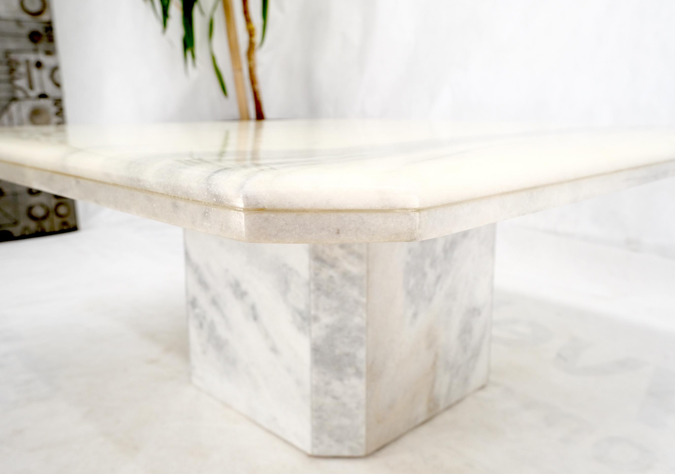 Mid Century Modern Square White & Grey Marble Coffee Center Table  In Good Condition For Sale In Rockaway, NJ