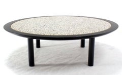 Moderne 48 Zoll runde Granitplatte aus der Mitte des Jahrhunderts, schwarzer Lack  Couchtisch Bäcker