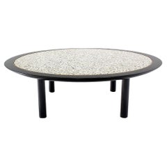 Mid Century Modern 48 Inches Round Granite Top Black Lacquer (en anglais)  Table basse Baker