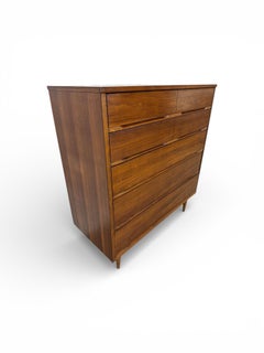 Mid-Century Modern 5-Drawer Walnut High Chest