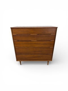 Mid-Century Modern 5-Drawer Walnut High Chest