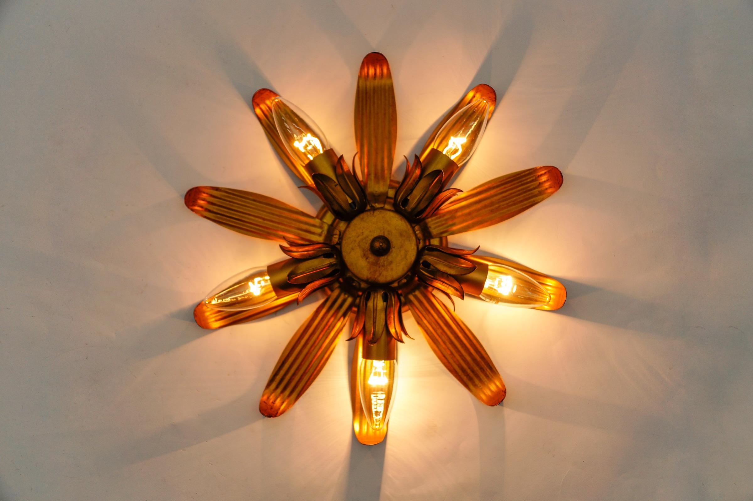 Italian Mid-Century Modern 5-Light Sunburst Lamp, 1960 Italy For Sale