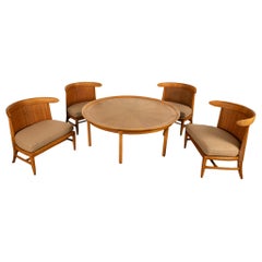 Mid Century Modern 54" Coffee Table Set 4 Slipper Chairs Signed Tomlinson 1959