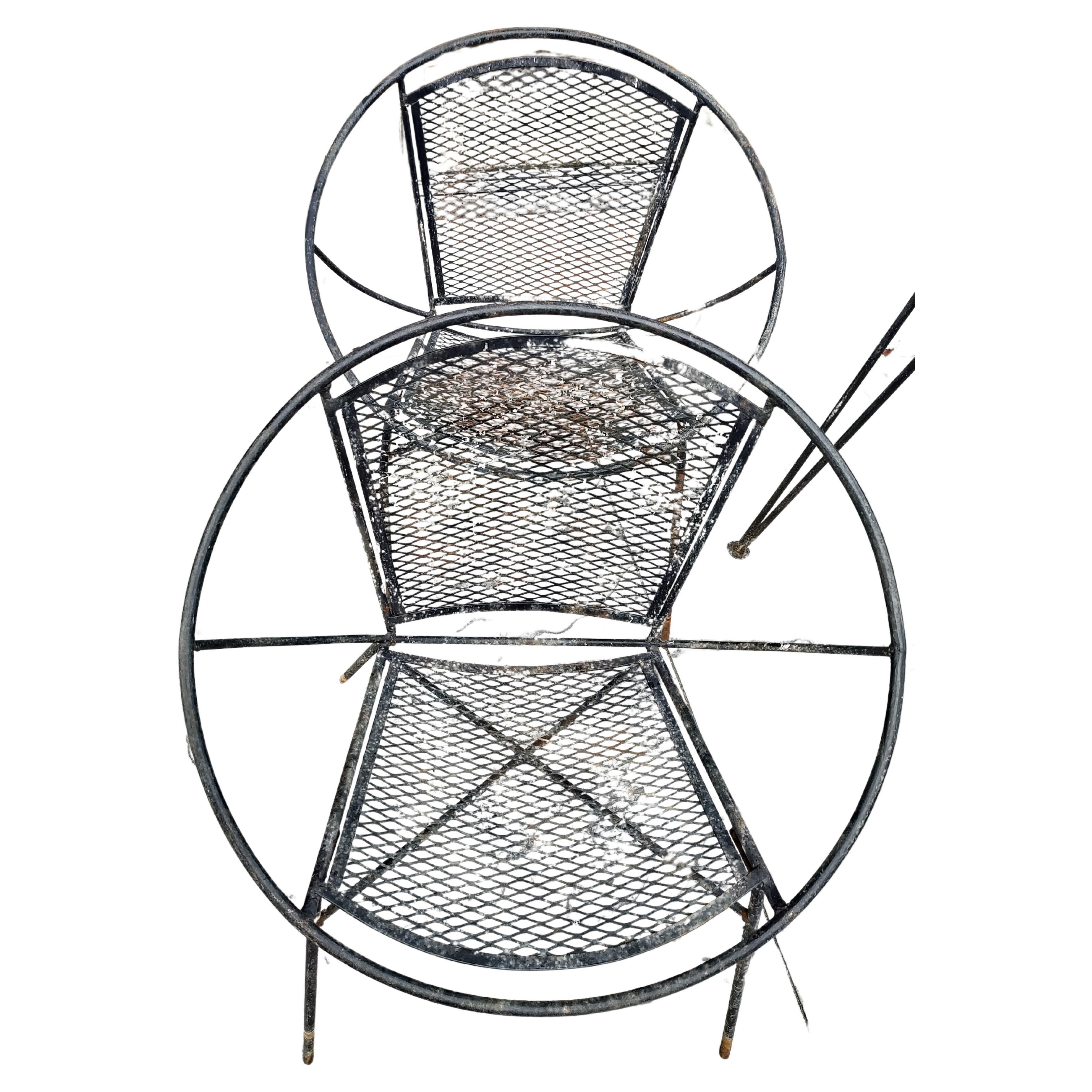 Mid-Century Modern 5pc Iron Hoop Chairs with Table by Maurizio Tempestini For Sale 5