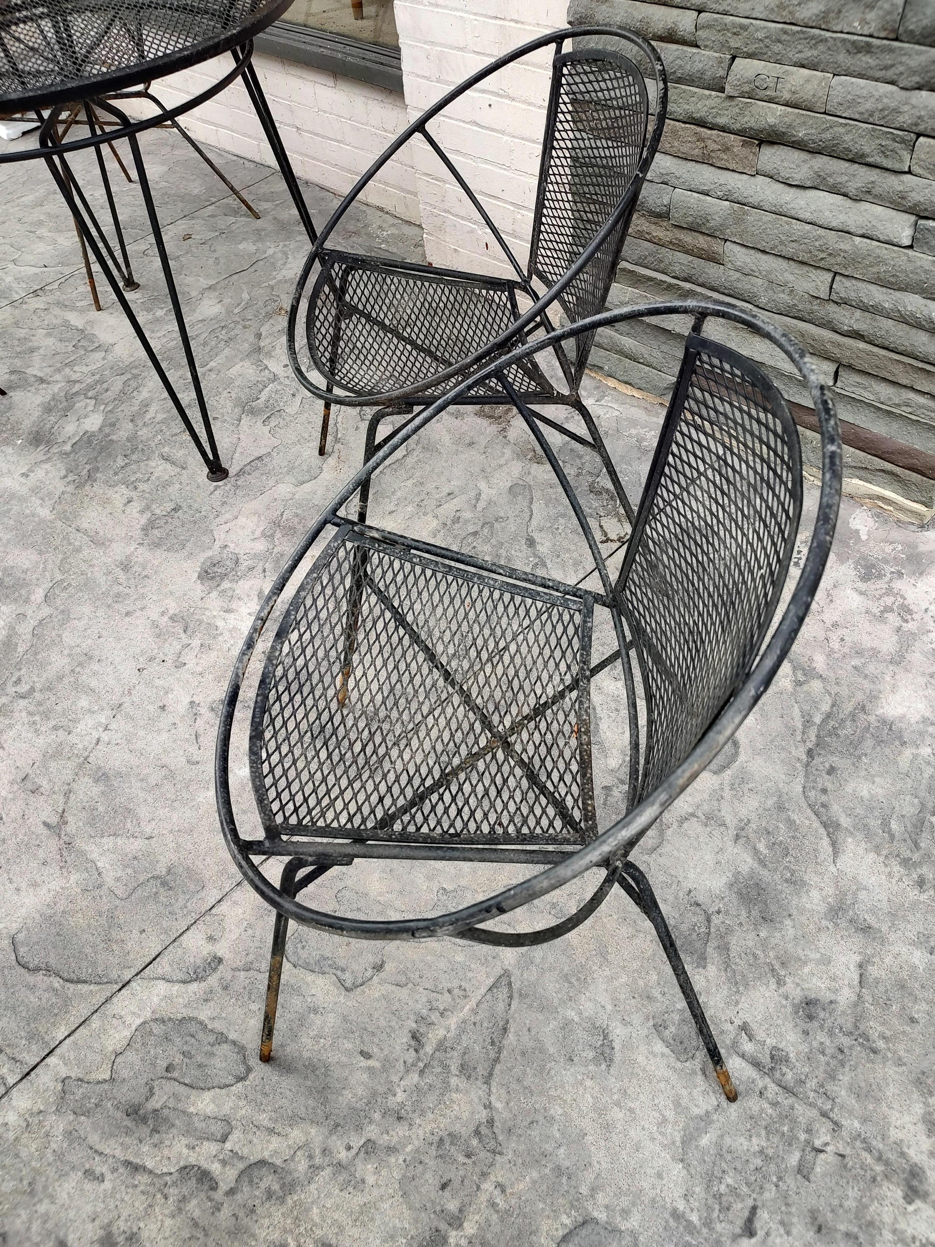 Mid-Century Modern 5pc Iron Hoop Chairs with Table by Maurizio Tempestini For Sale 3
