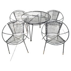 Mid-Century Modern 5pc Iron Hoop Chairs with Table by Maurizio Tempestini