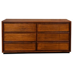 Mid Century Modern 6 Drawer Dresser by Dillingham Walnut & Pecky Cypress
