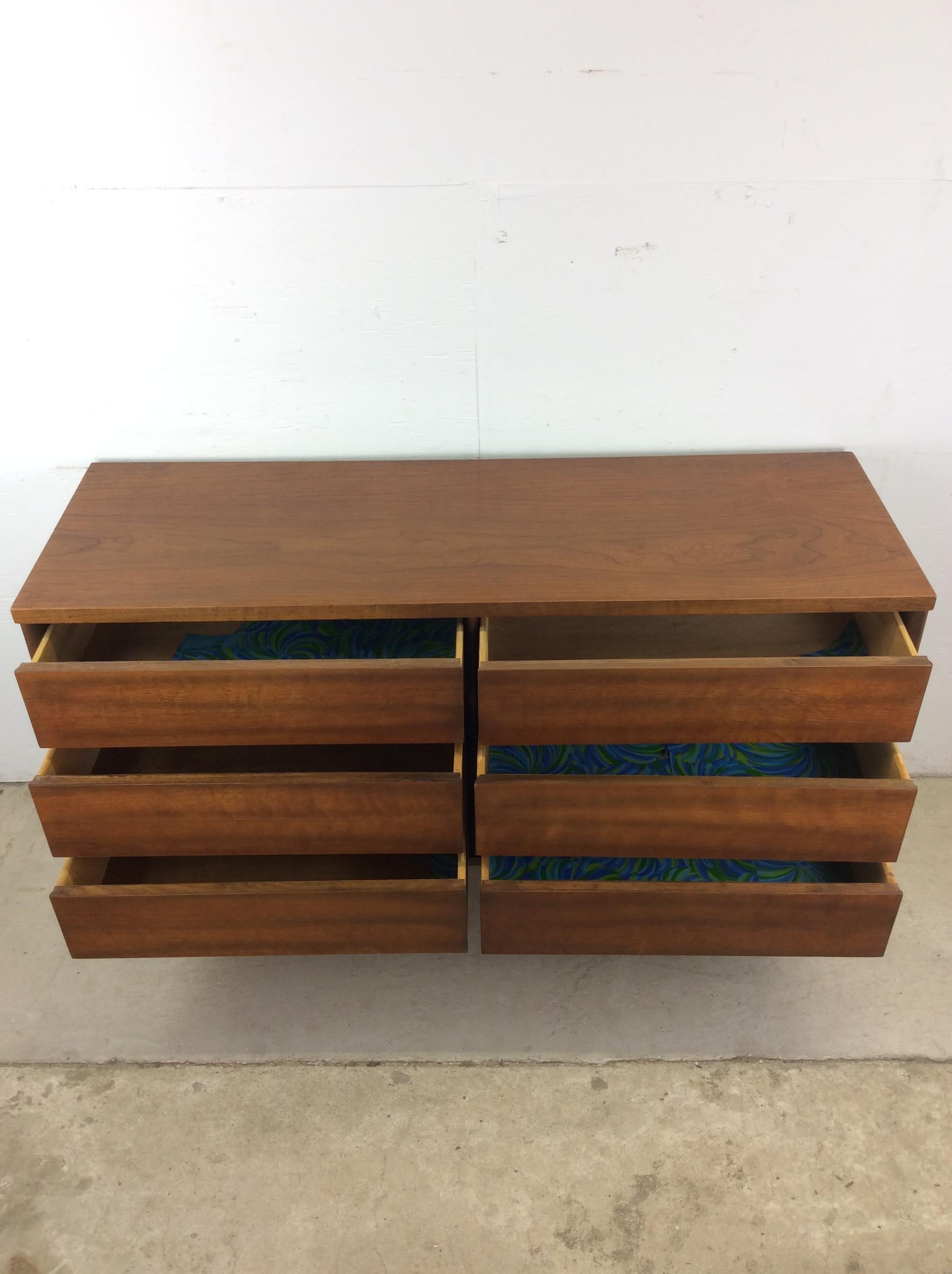 Mid-Century Modern Mid Century Modern 6 Drawer Lowboy Dresser with Tapered Legs For Sale