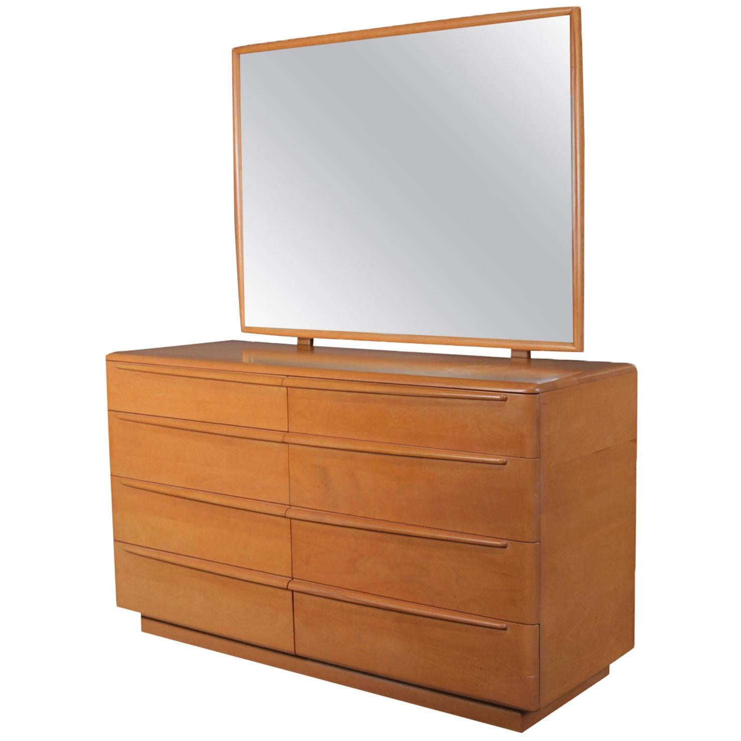 Mid-Century Modern 6-Drawer Mirrored Heywood Wakefield Dresser, Champagne