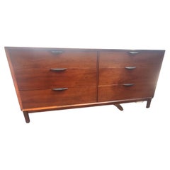 Mid Century Modern 6 Drawer Walnut Dresser by Dillingham C 1968
