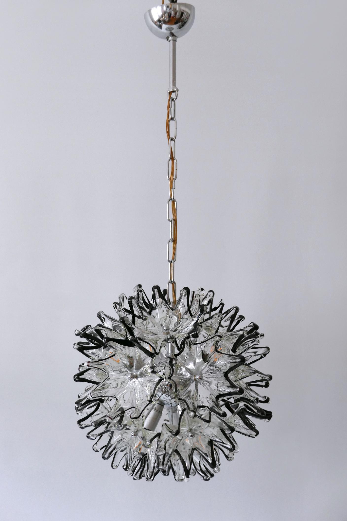 Italian Mid-Century Modern 6-Flamed Chandelier or Pendant Lamp Dandelion 1960s Italy For Sale