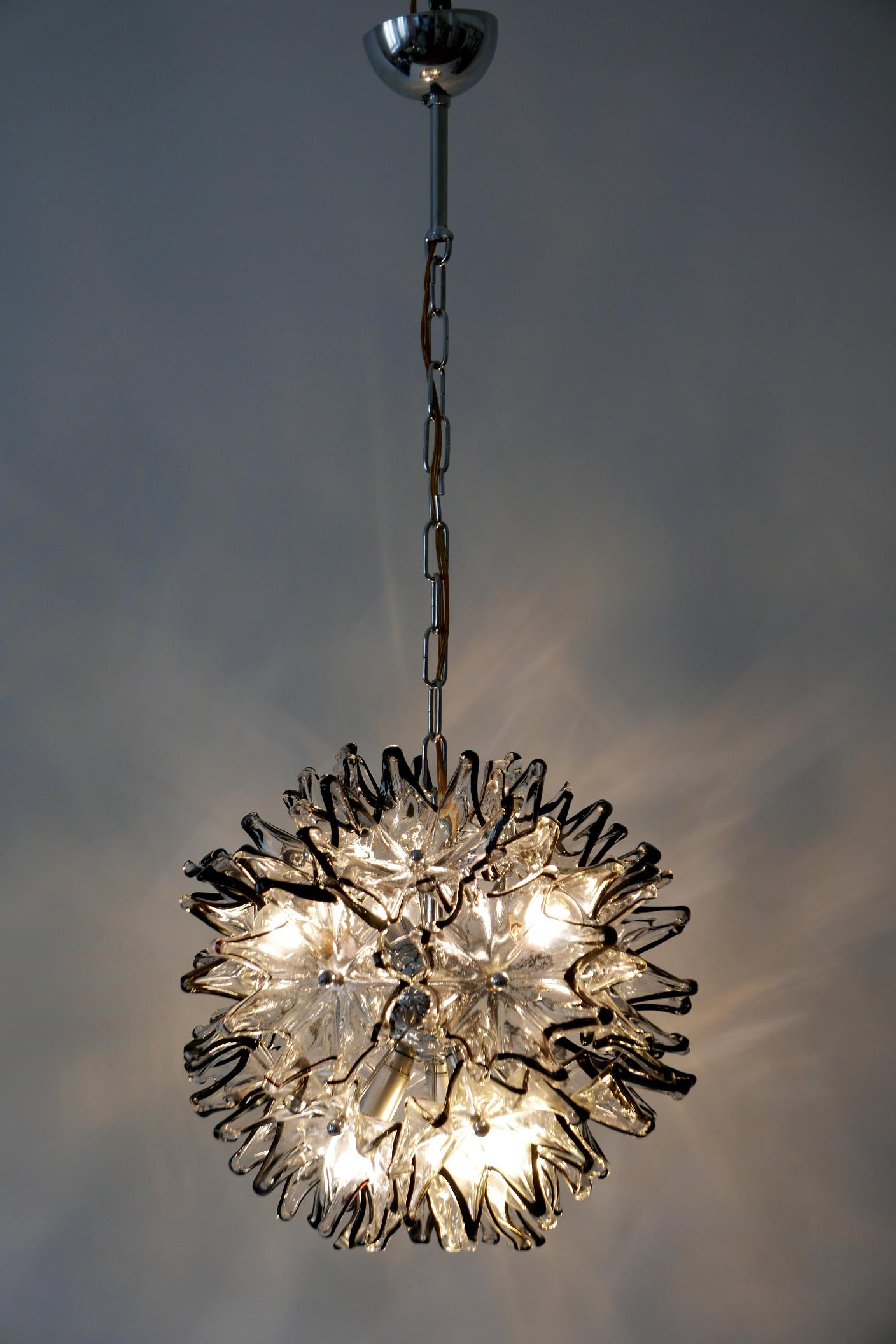 Mid-Century Modern 6-Flamed Chandelier or Pendant Lamp Dandelion 1960s Italy In Good Condition For Sale In Munich, DE