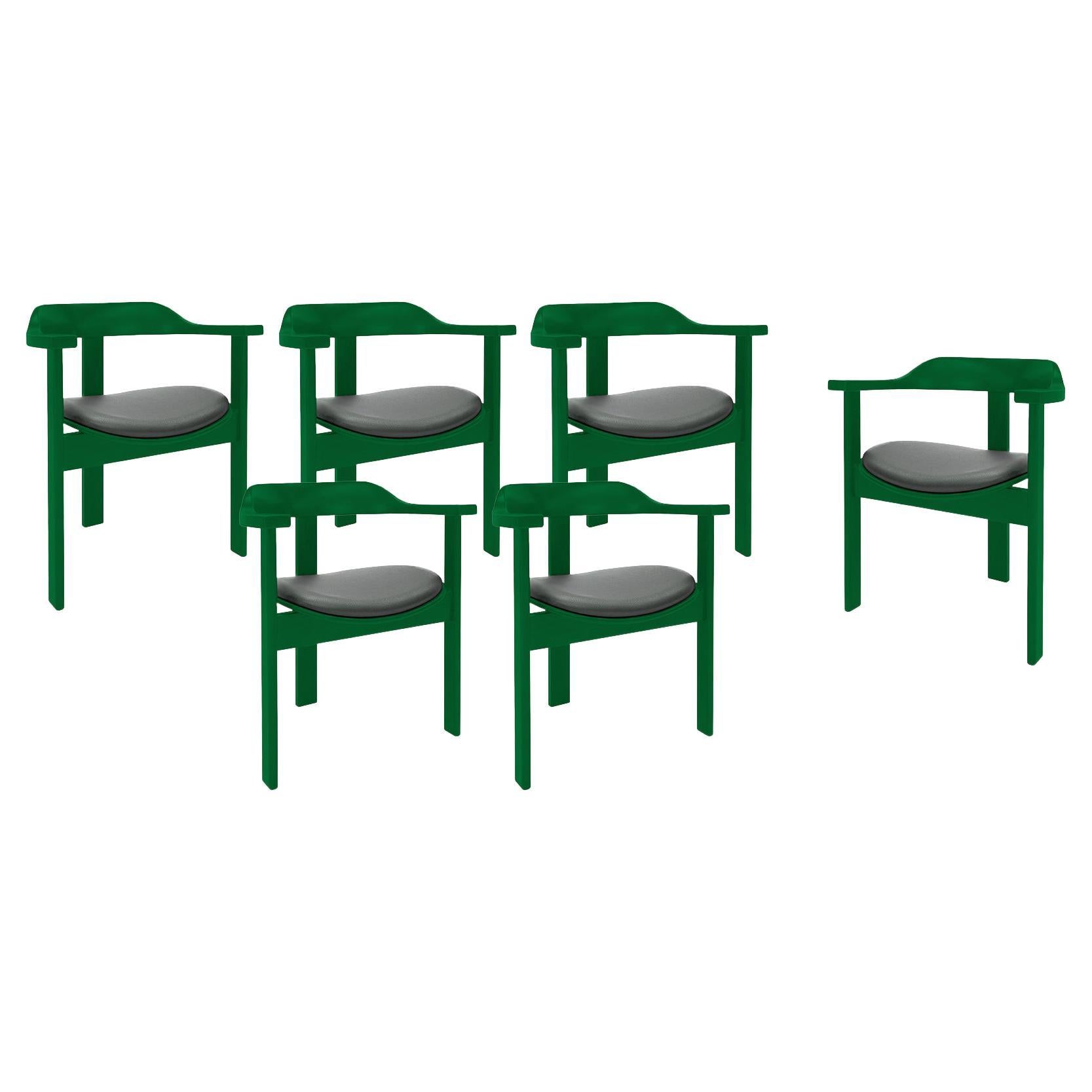 Moderna de mediados de siglo 6 Silla Haussmann verde, Robert and Trix Haussmann, Diseño 1964