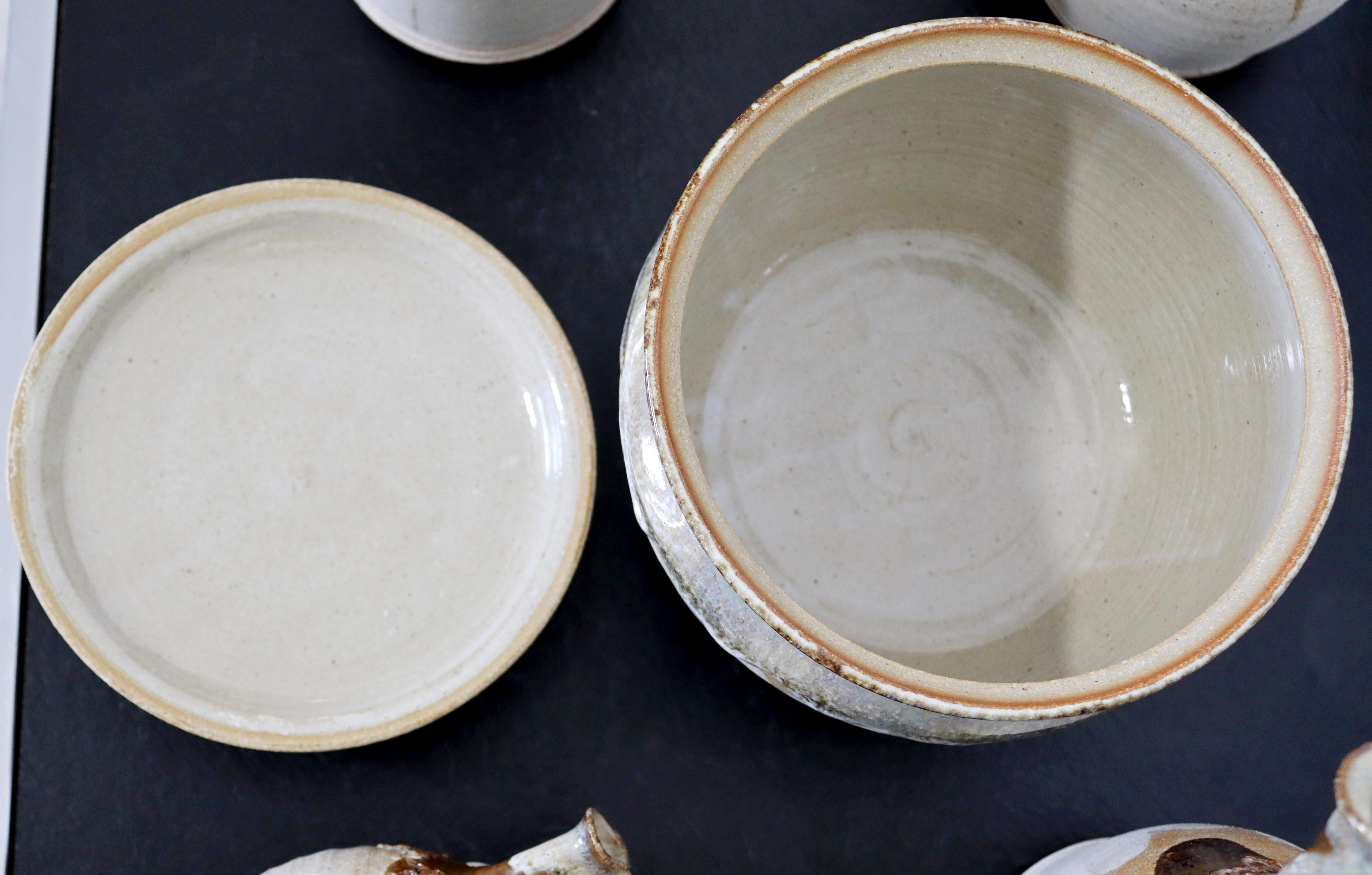 Mid-Century Modern 6 Pc Ceramic Art Set Pitchers Vase Lidded Tureen Signed 2000s 5