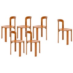 Mid-Century Modern, 6 Rey Chairs by Bruno Rey, Color Vintage Cherry, Design 1971
