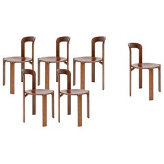 Mid-Century Modern, 6 Rey Chairs, Color Vintage Chestnut, Bruno Rey Design 1971
