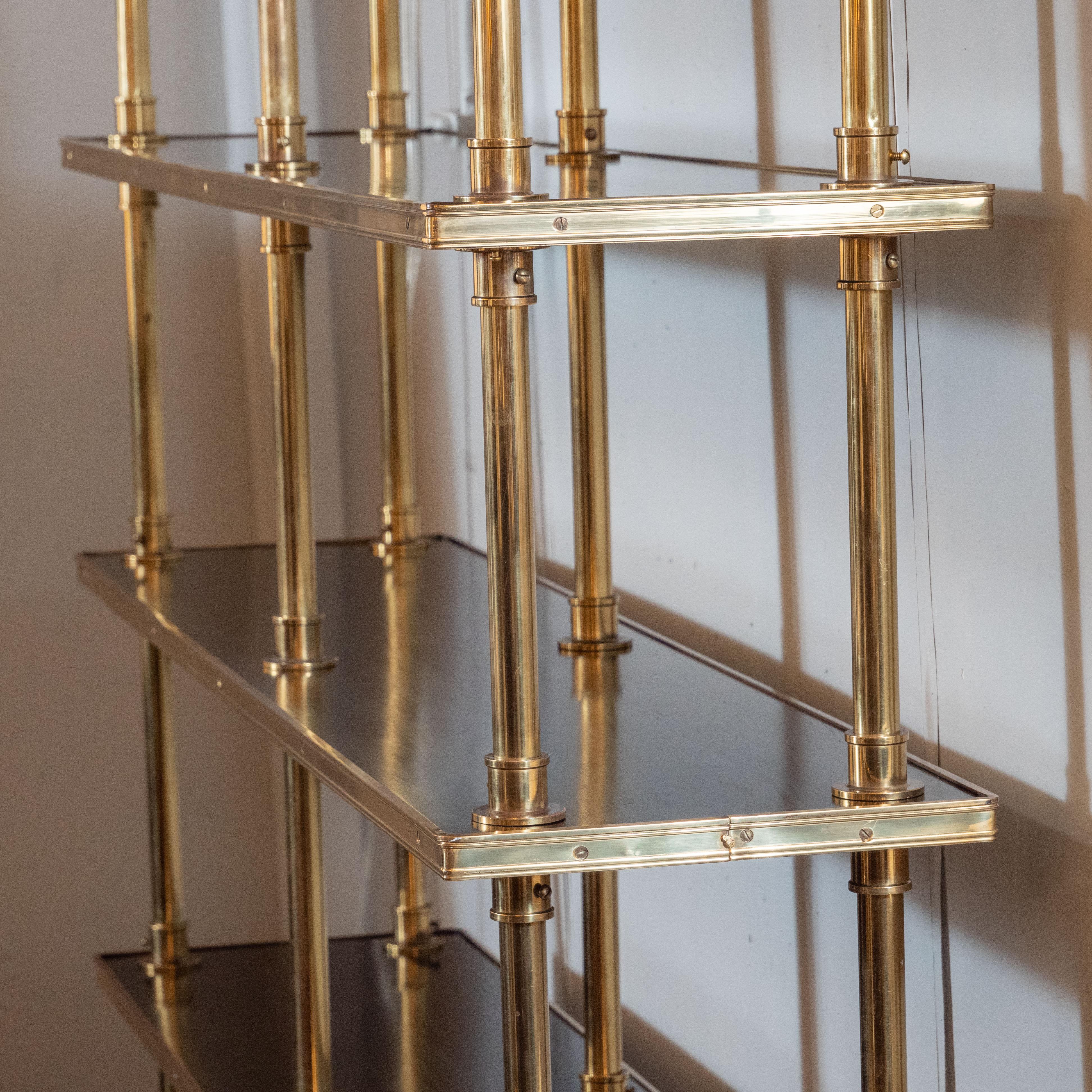 Mid-Century Modern 6 Tier Polished Brass & Black Resin Etagere by Maison Jansen 4