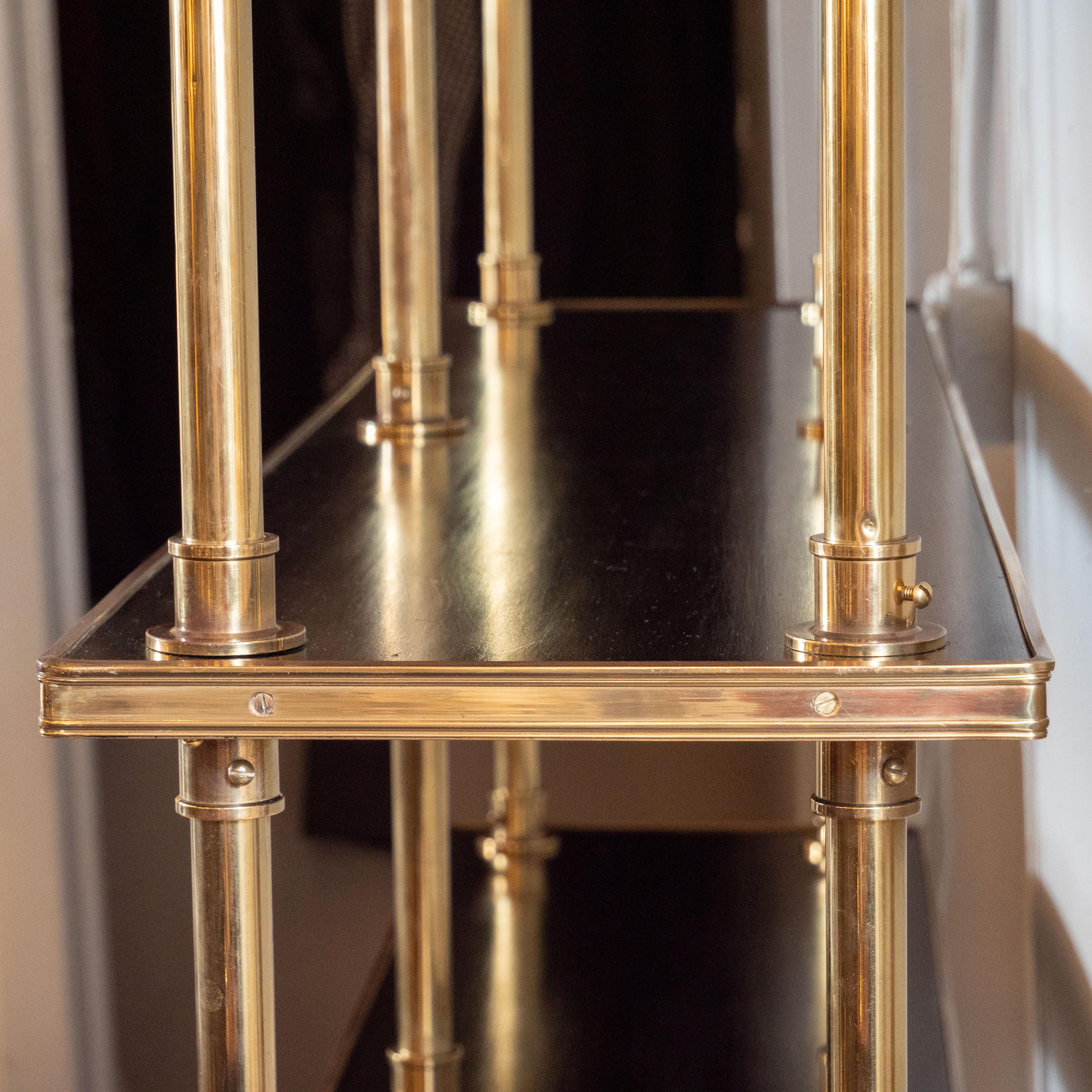 Mid-Century Modern 6 Tier Polished Brass & Black Resin Etagere by Maison Jansen 2