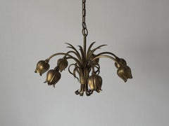Mid-Century Modern 7-Armed Brass Large Ceiling Lamp, 1960s, Germany