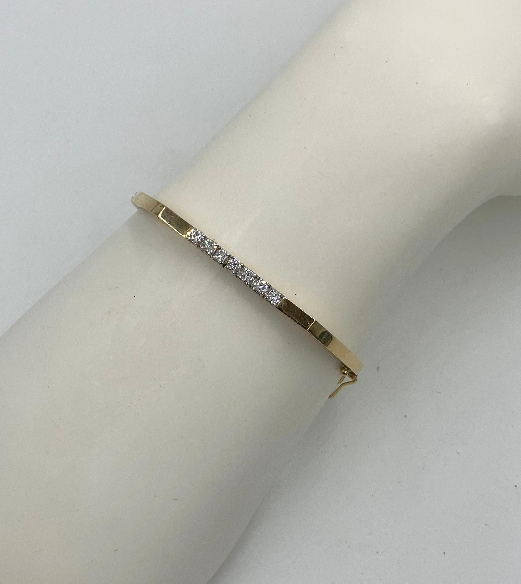 Mid-Century Modern 7 Diamant-Armreif aus 14 Karat Gelbgold (Zeitgenössisch) im Angebot