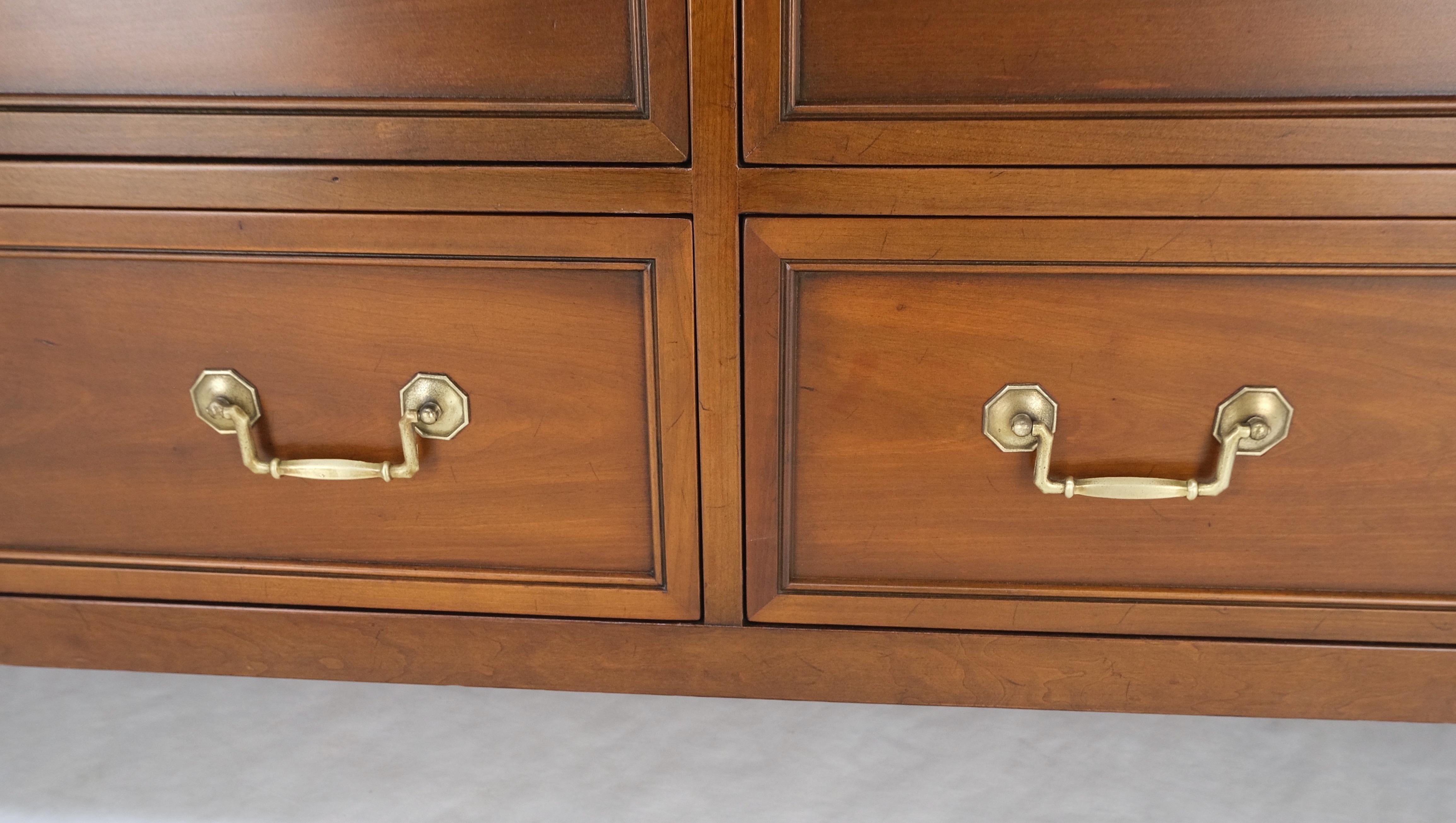 Mid-Century Modern 7 Drawers Brass Drop Pulls Long Walnut Dresser Credenza Mint! For Sale 8